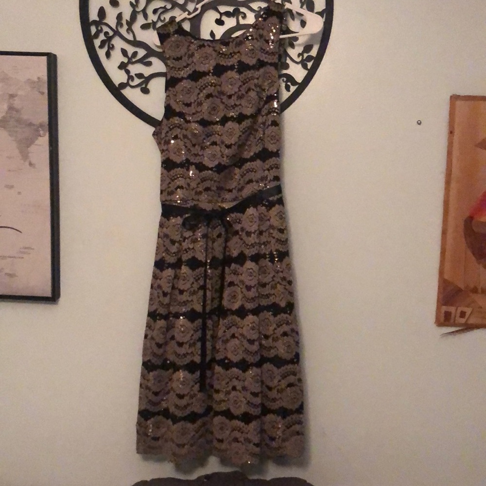 Jackie Jon gold and black sequin dress